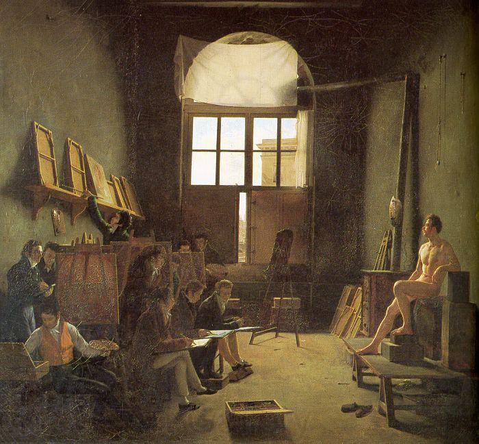 Leon-Matthieu Cochereau Interior of the Studio of David Spain oil painting art
